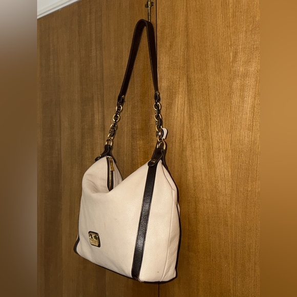 Valentina Genuine Leather Shoulder Bag Cream Brown Made in Italy - Picture 10 of 16